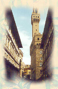 the famous Palazzo Vecchio, seen from the Uffizi Galleries